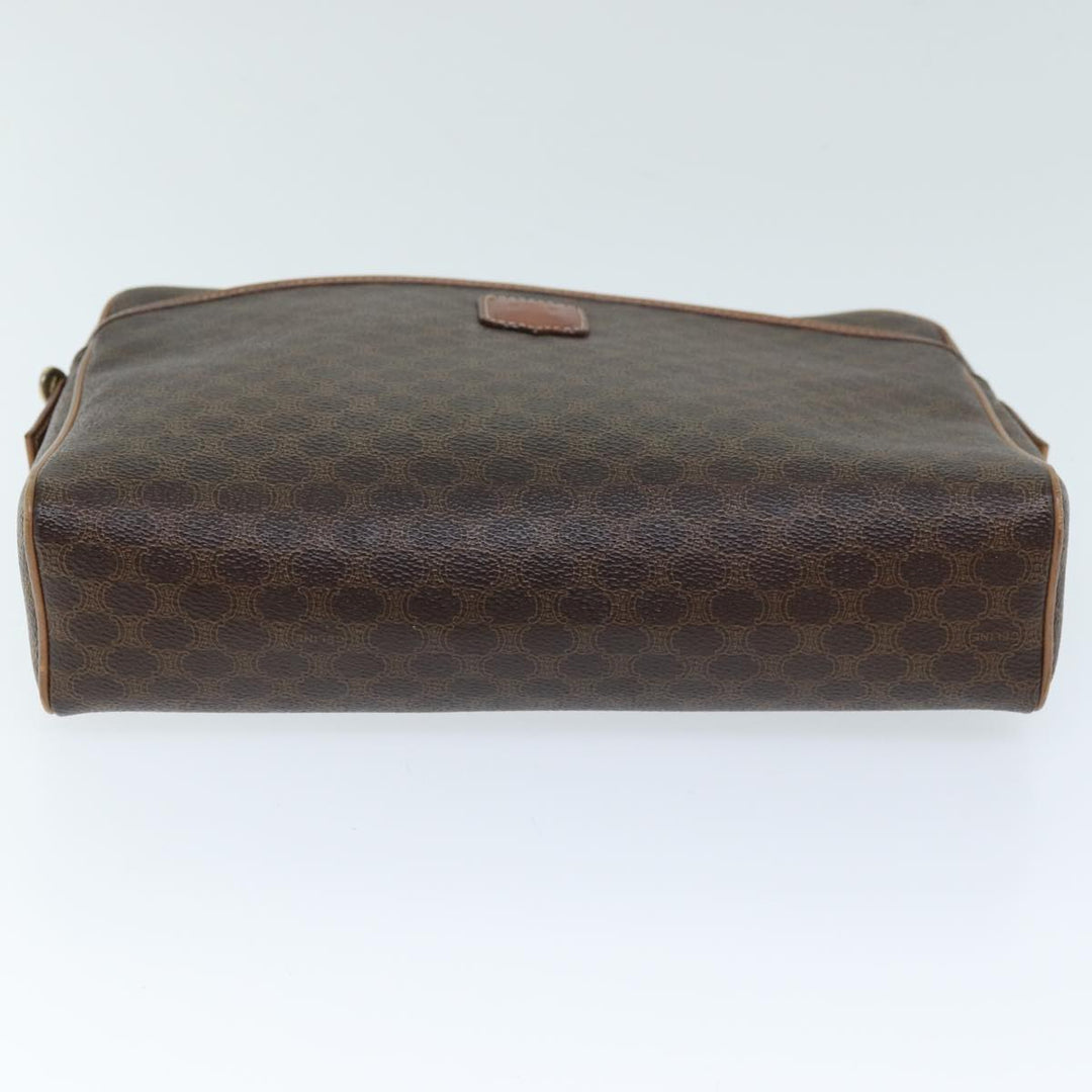 Celine Macadam Canvas Clutch Bag PVC Brown 12150