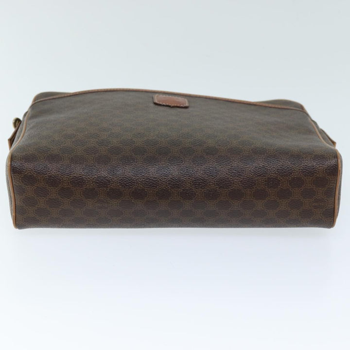 Celine Macadam Canvas Clutch Bag PVC Brown 12150