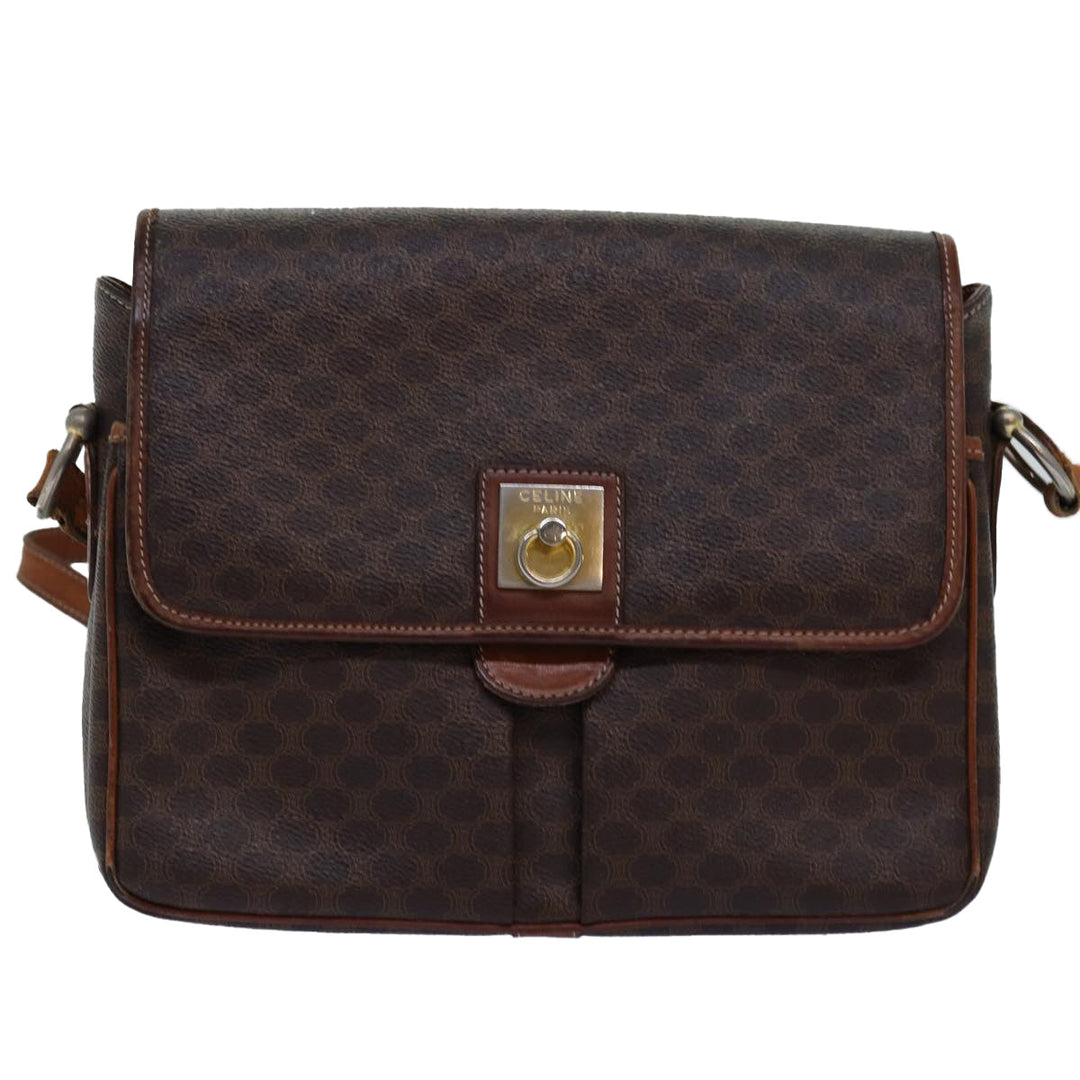 Celine Macadam Canvas Shoulder Bag PVC Brown Auth yk12235