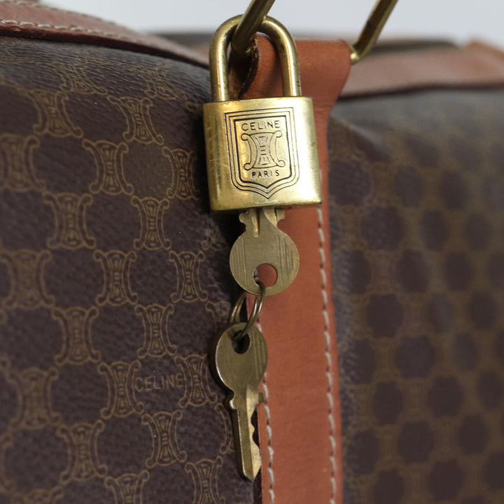 Celine Macadam Canvas Boston Bag PVC Brown 12245