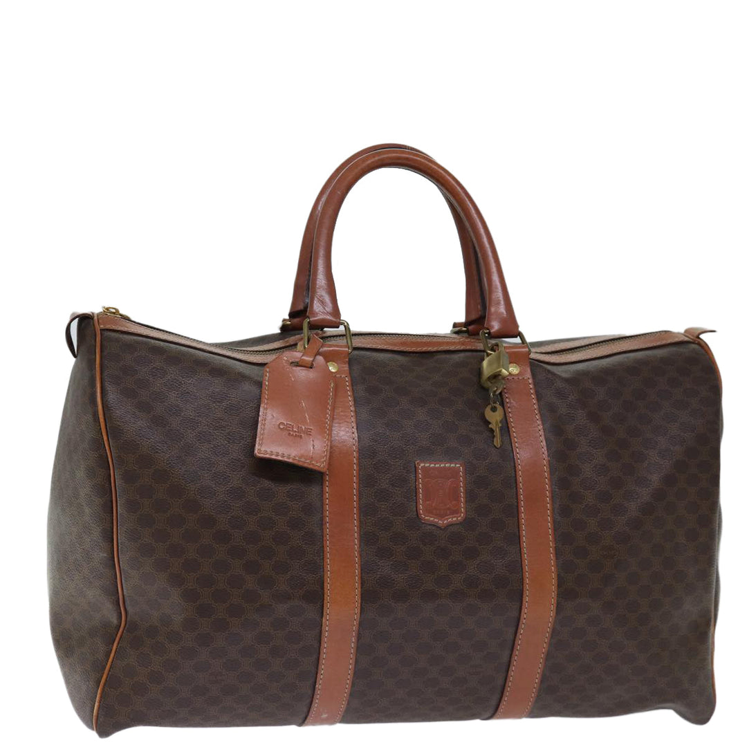 Celine Macadam Canvas Boston Bag PVC Brown 12245