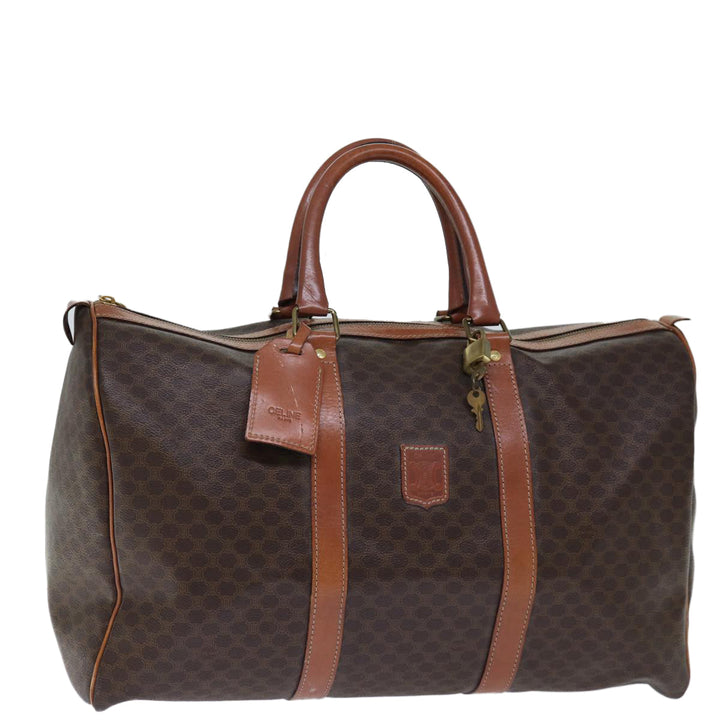 Celine Macadam Canvas Boston Bag PVC Brown 12245