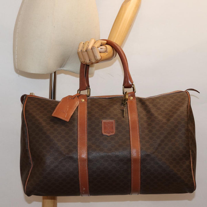 Celine Macadam Canvas Boston Bag PVC Brown 12245