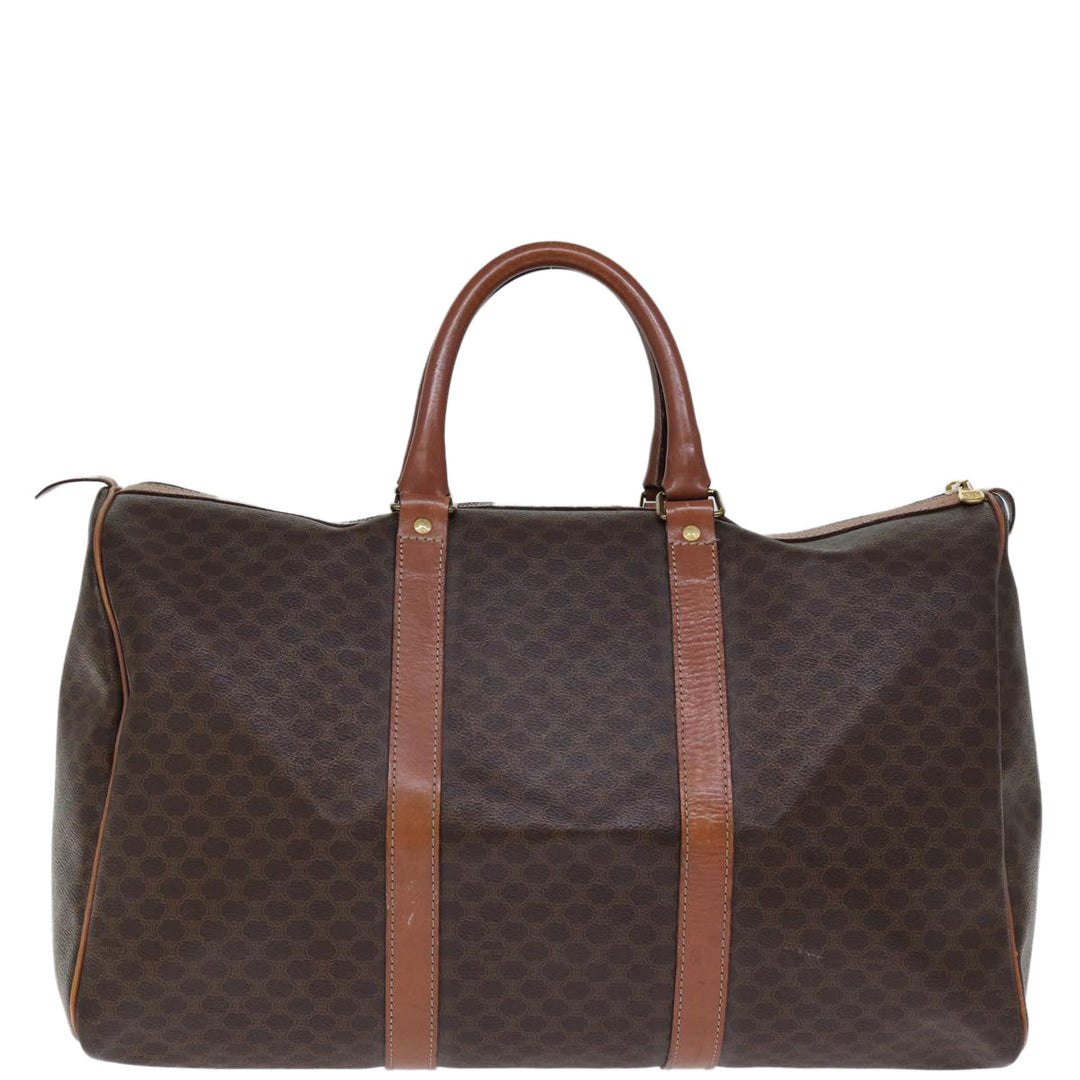 Celine Macadam Canvas Boston Bag PVC Brown 12245