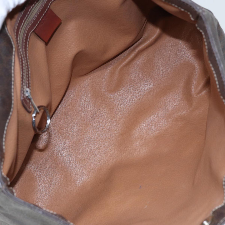 Celine Macadam Canvas Shoulder Bag PVC Leather 2Set Brown 12251