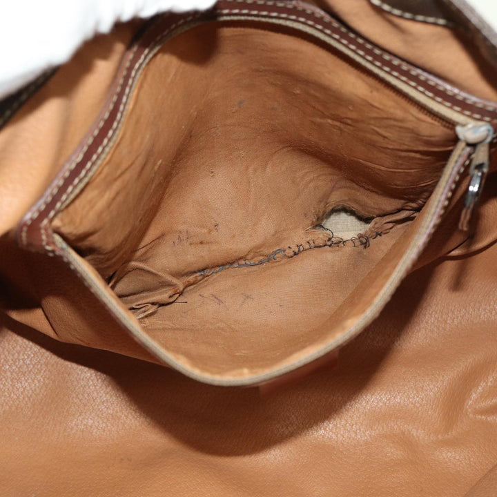 Celine Macadam Canvas Shoulder Bag PVC Leather 2Set Brown 12251