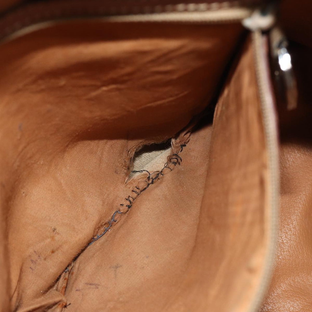 Celine Macadam Canvas Shoulder Bag PVC Leather 2Set Brown 12251