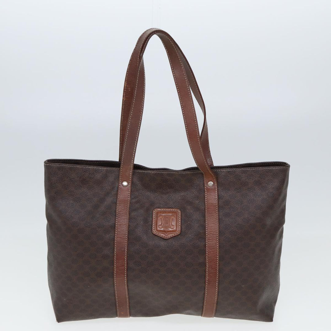 Celine Macadam Canvas Shoulder Bag PVC Leather 2Set Brown 12251