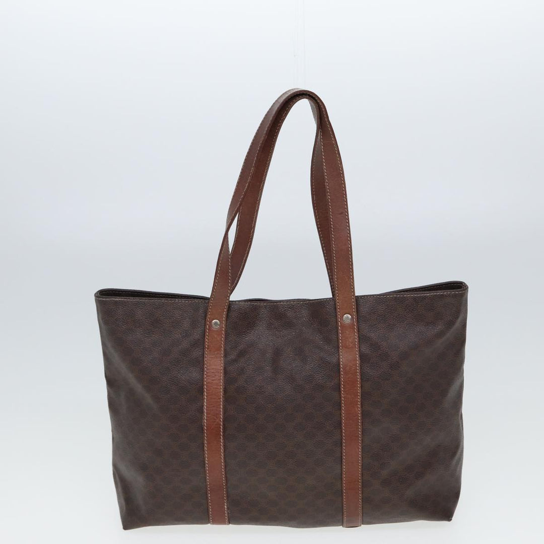 Celine Macadam Canvas Shoulder Bag PVC Leather 2Set Brown 12251