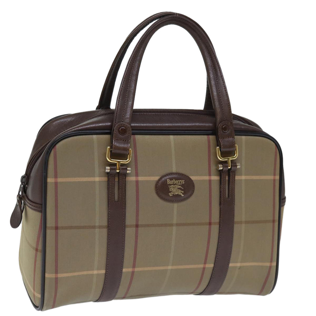 BurberrySs Nova Check Hand Bag Canvas Beige Auth yk12280