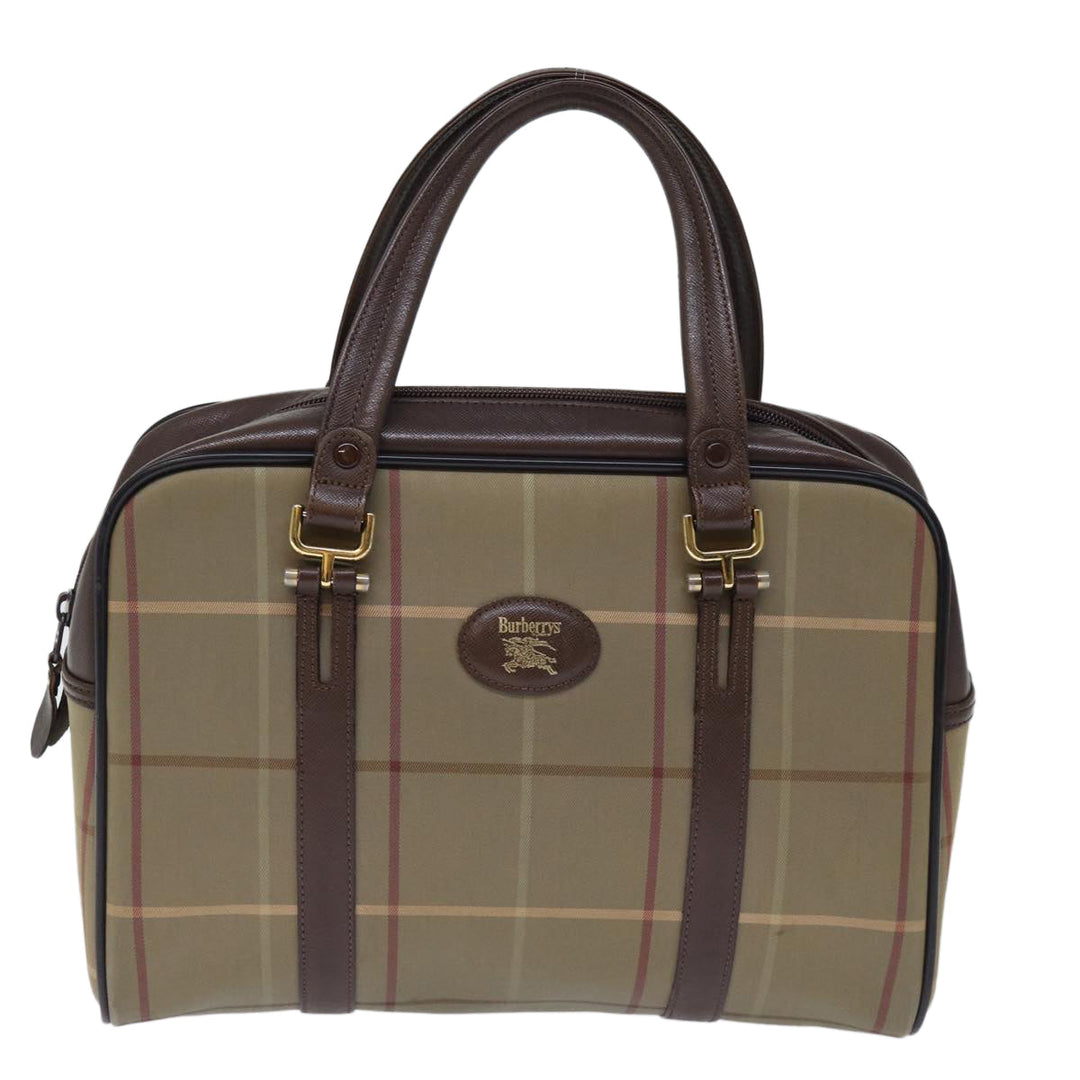 BurberrySs Nova Check Hand Bag Canvas Beige Auth yk12280