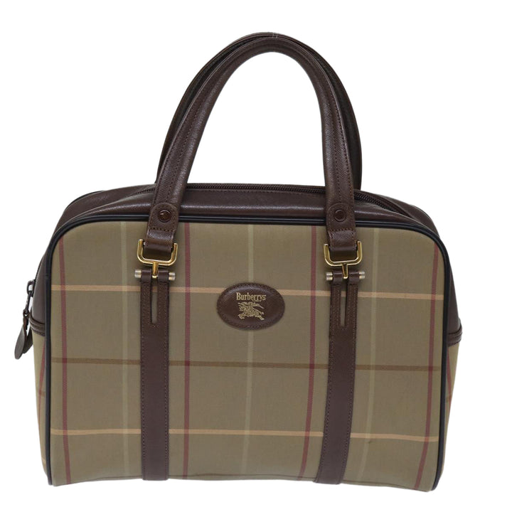 BurberrySs Nova Check Hand Bag Canvas Beige Auth yk12280