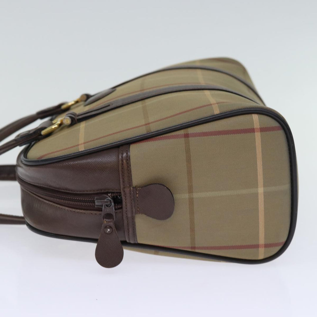 BurberrySs Nova Check Hand Bag Canvas Beige Auth yk12280