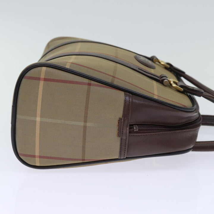BurberrySs Nova Check Hand Bag Canvas Beige Auth yk12280