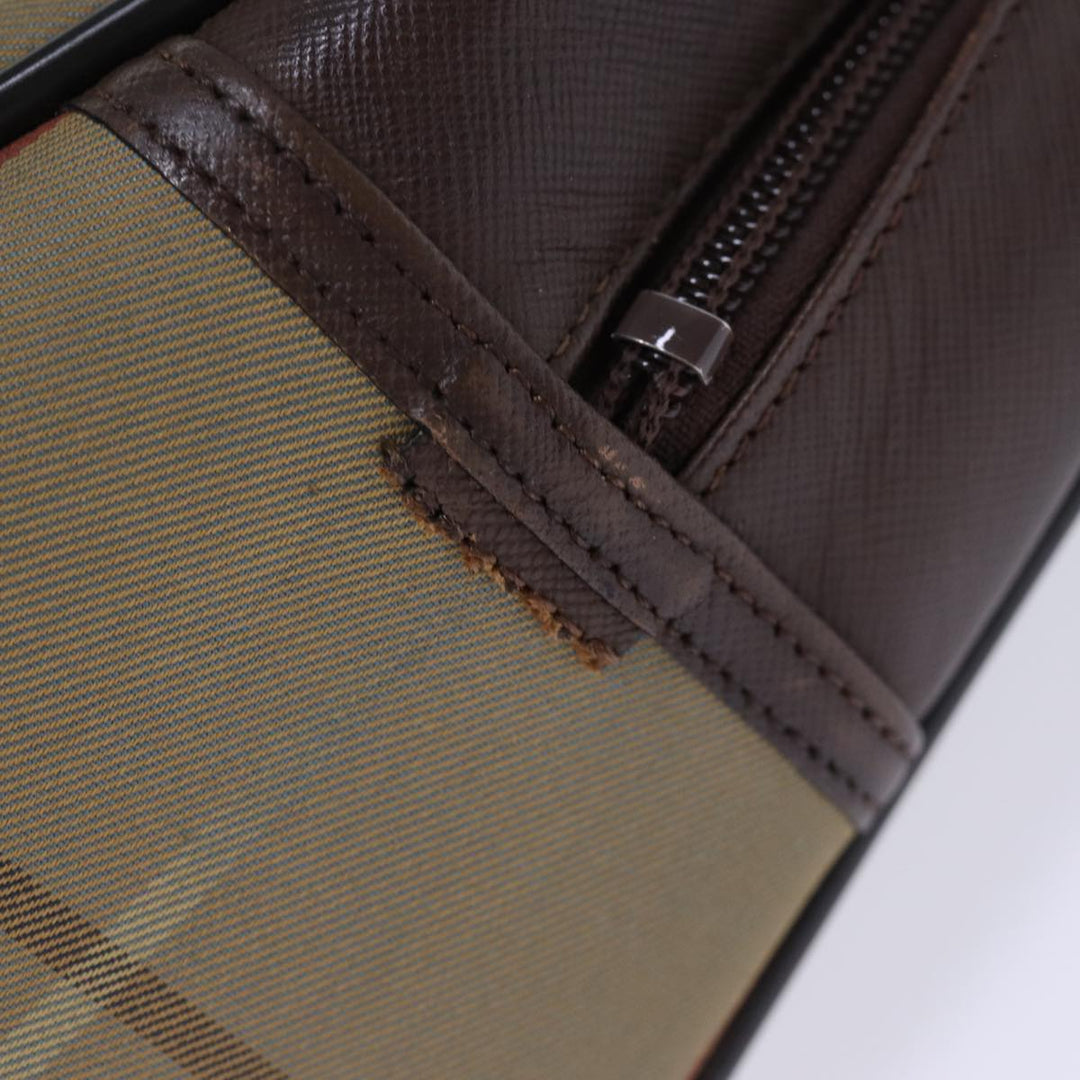 BurberrySs Nova Check Hand Bag Canvas Beige Auth yk12280