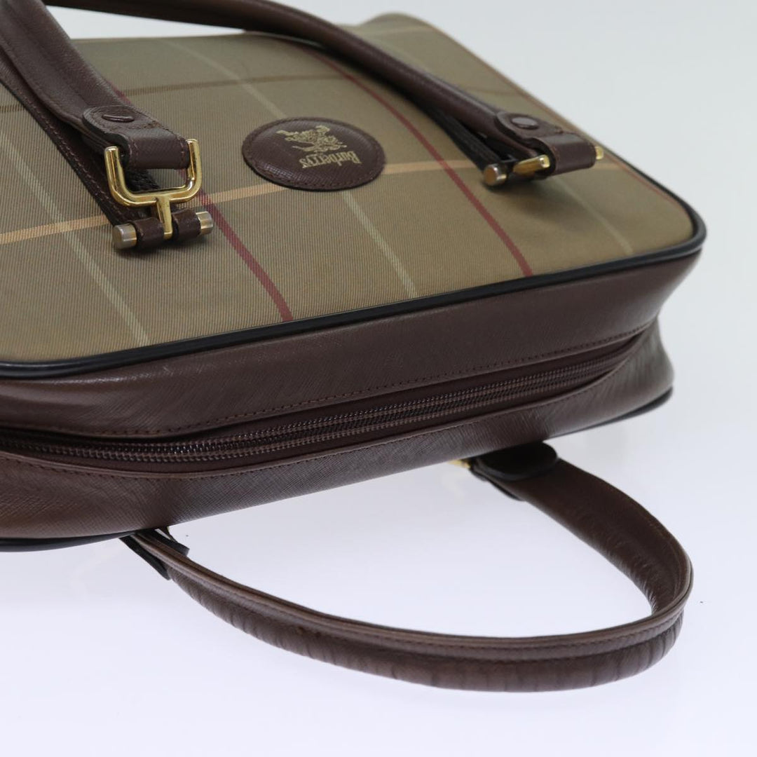 BurberrySs Nova Check Hand Bag Canvas Beige Auth yk12280