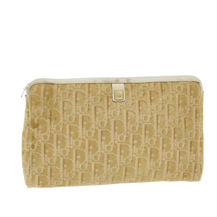 CHRISTIAN Top quality Dior Trotter Canvas Clutch Bag Beige Auth yk12284