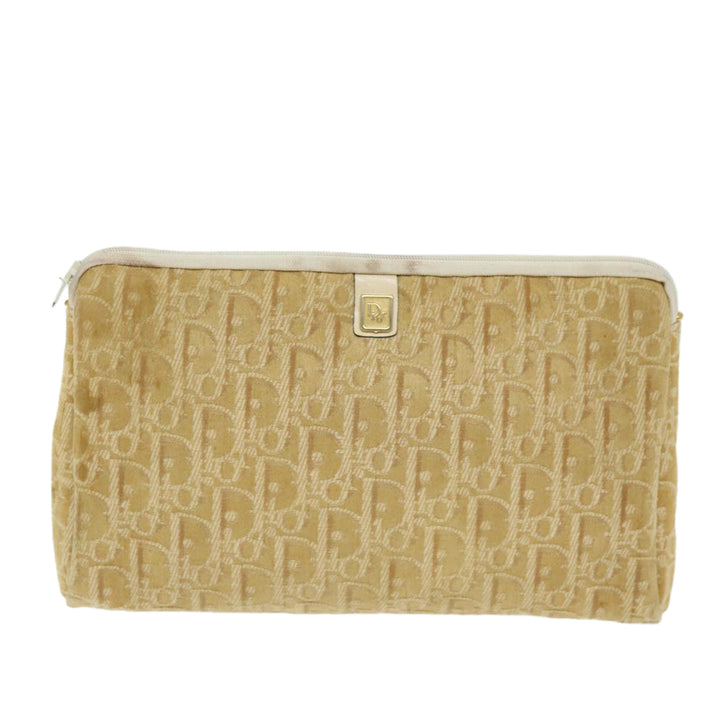 CHRISTIAN Top quality Dior Trotter Canvas Clutch Bag Beige Auth yk12284