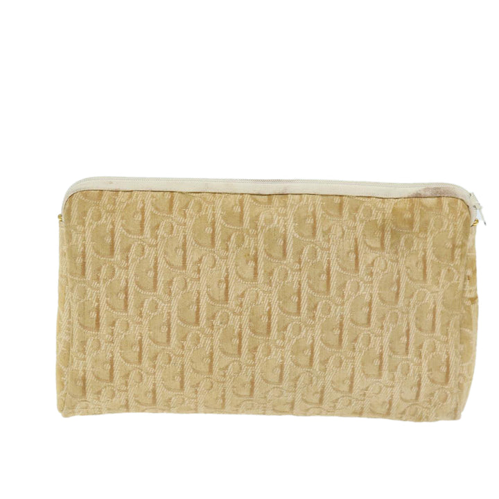 CHRISTIAN Top quality Dior Trotter Canvas Clutch Bag Beige Auth yk12284