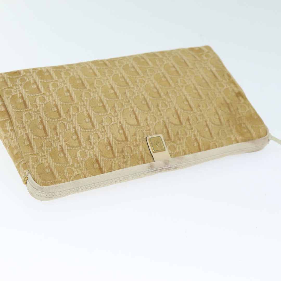 CHRISTIAN Top quality Dior Trotter Canvas Clutch Bag Beige Auth yk12284