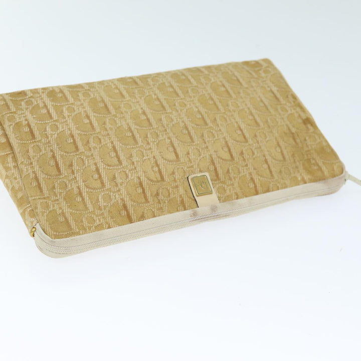 CHRISTIAN Top quality Dior Trotter Canvas Clutch Bag Beige Auth yk12284