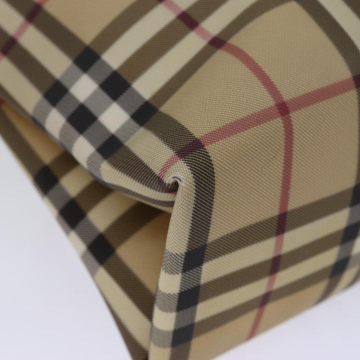 Burberry Nova Check Hand Bag Coated Canvas Beige Auth yk12299