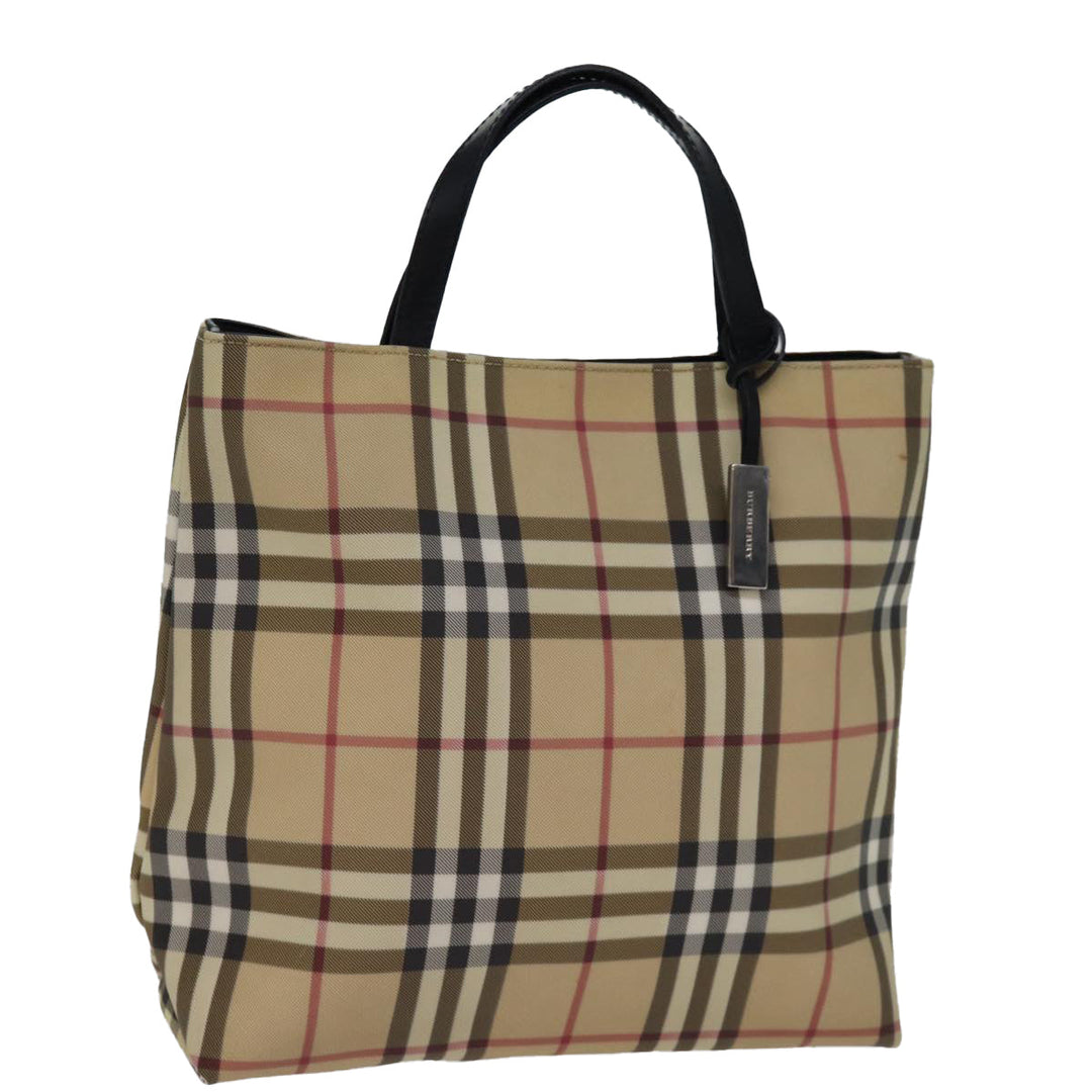 Burberry Nova Check Hand Bag Coated Canvas Beige Auth yk12299