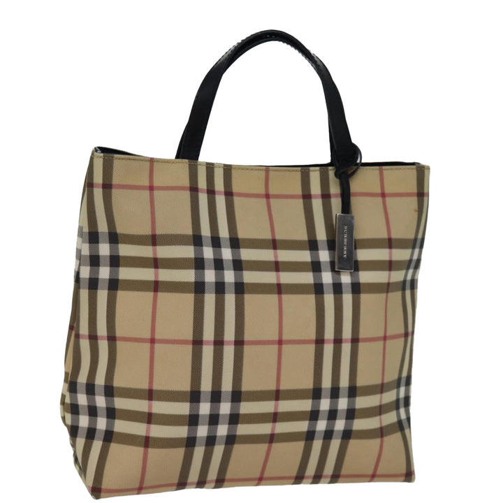 Burberry Nova Check Hand Bag Coated Canvas Beige Auth yk12299