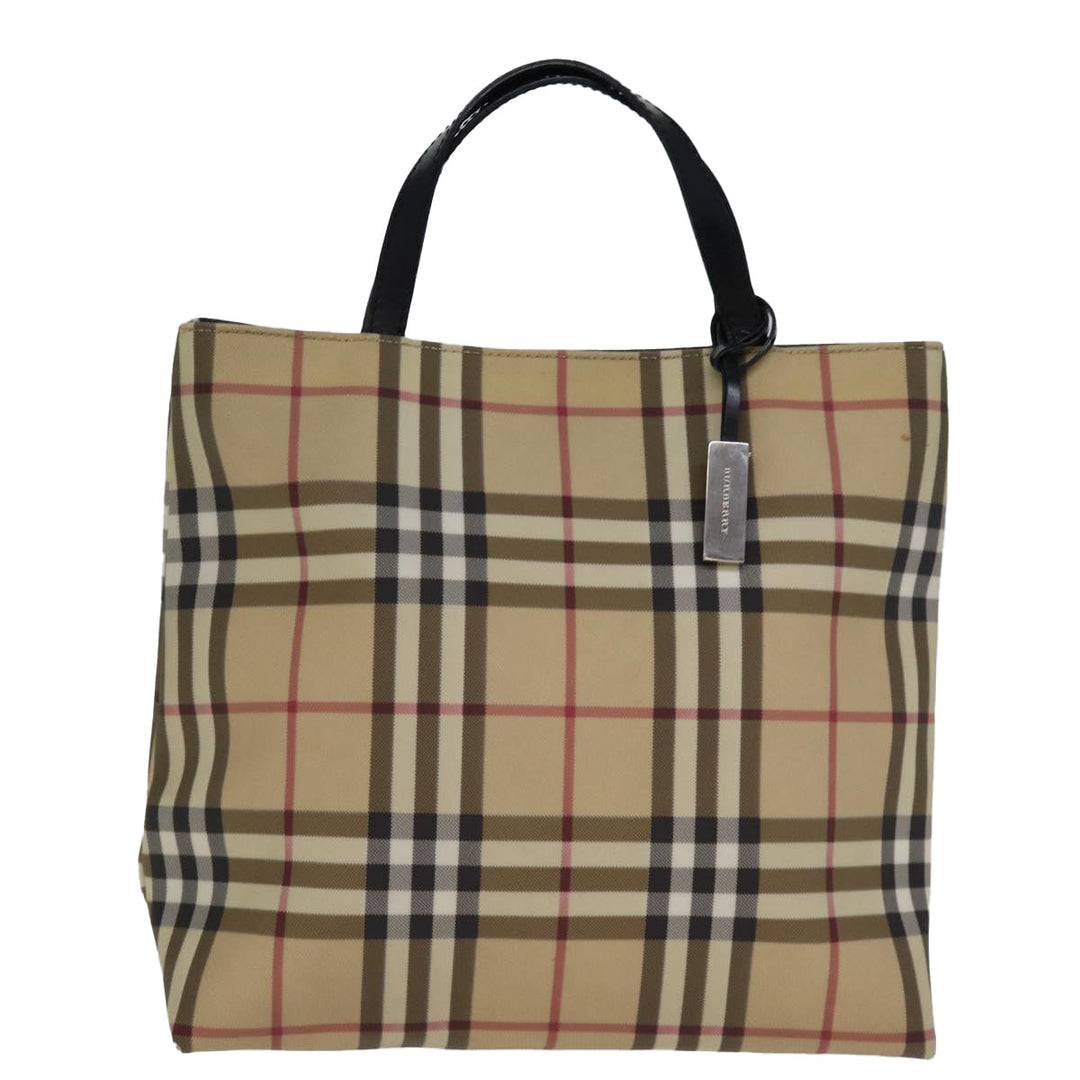 Burberry Nova Check Hand Bag Coated Canvas Beige Auth yk12299