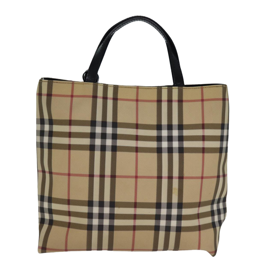 Burberry Nova Check Hand Bag Coated Canvas Beige Auth yk12299