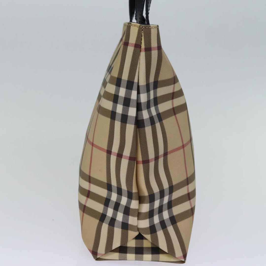 Burberry Nova Check Hand Bag Coated Canvas Beige Auth yk12299