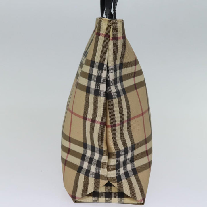 Burberry Nova Check Hand Bag Coated Canvas Beige Auth yk12299
