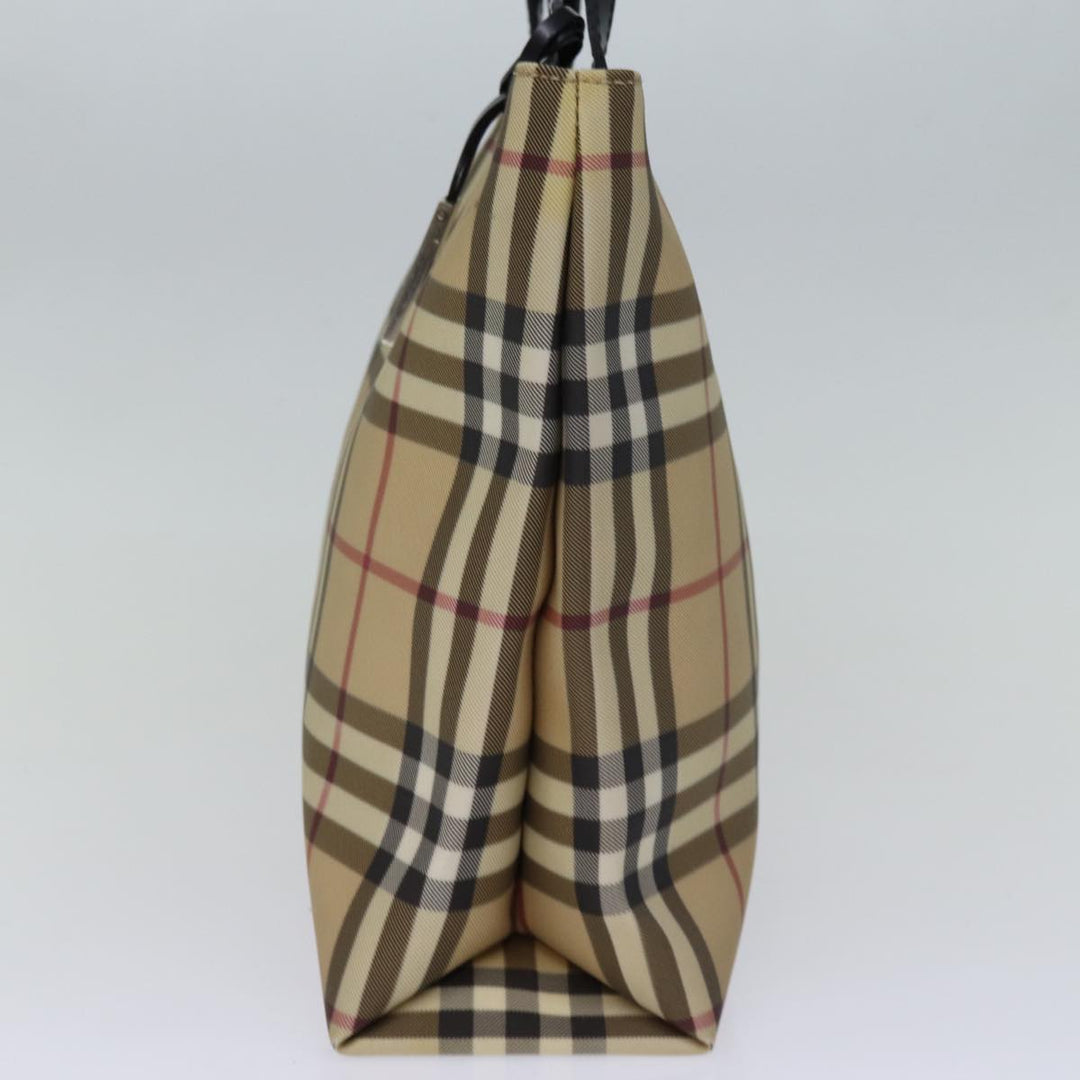Burberry Nova Check Hand Bag Coated Canvas Beige Auth yk12299