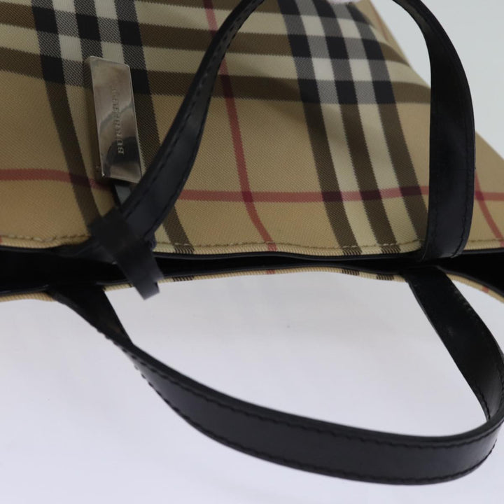 Burberry Nova Check Hand Bag Coated Canvas Beige Auth yk12299