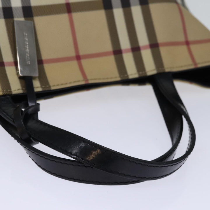 Burberry Nova Check Hand Bag Coated Canvas Beige Auth yk12299