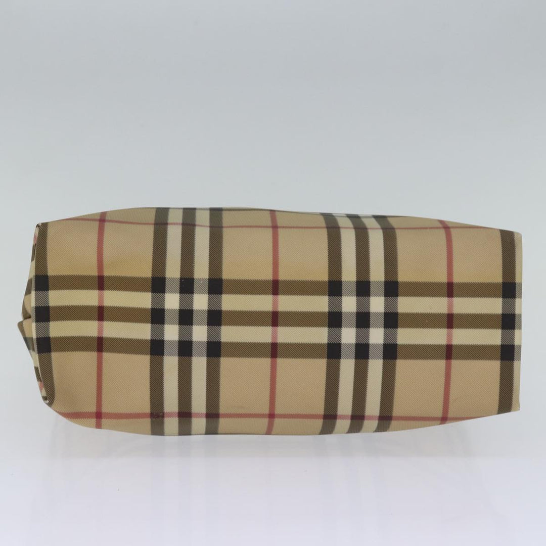 Burberry Nova Check Hand Bag Coated Canvas Beige Auth yk12299