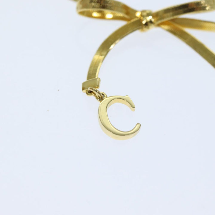 CHRISTIAN Dior Ribbon Bracelet metal Gold Auth yk12318