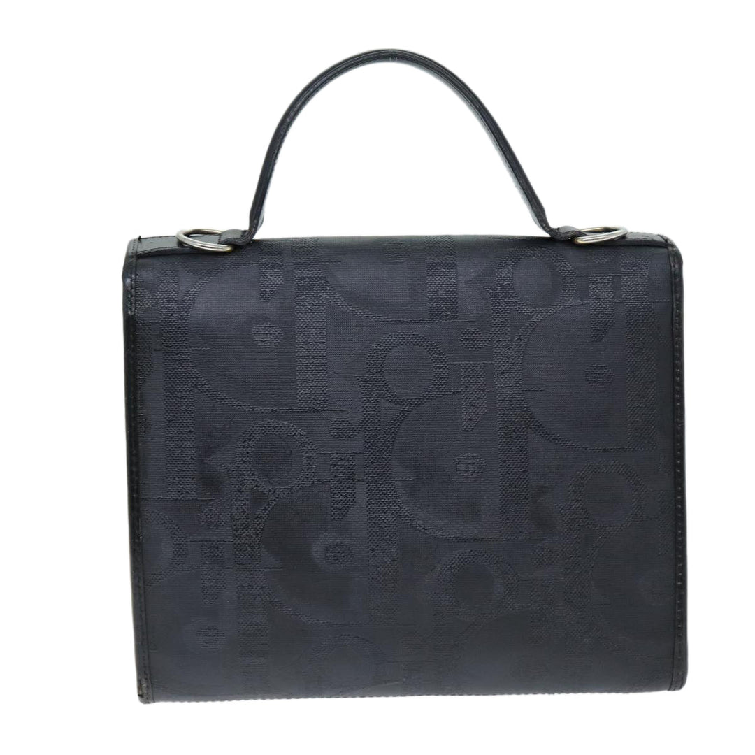 CHRISTIAN Top quality Dior Trotter Canvas Hand Bag 2way Black Auth yk12322