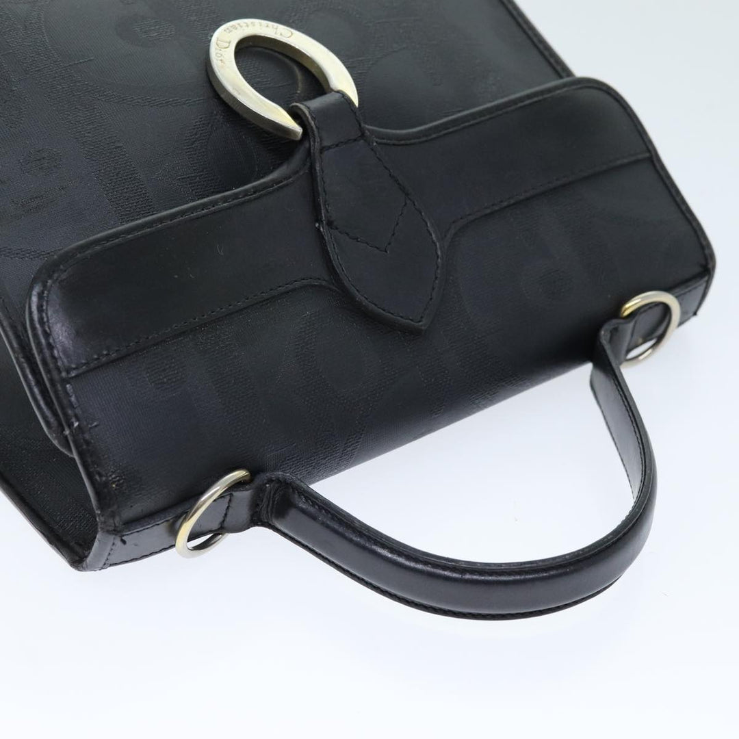 CHRISTIAN Top quality Dior Trotter Canvas Hand Bag 2way Black Auth yk12322