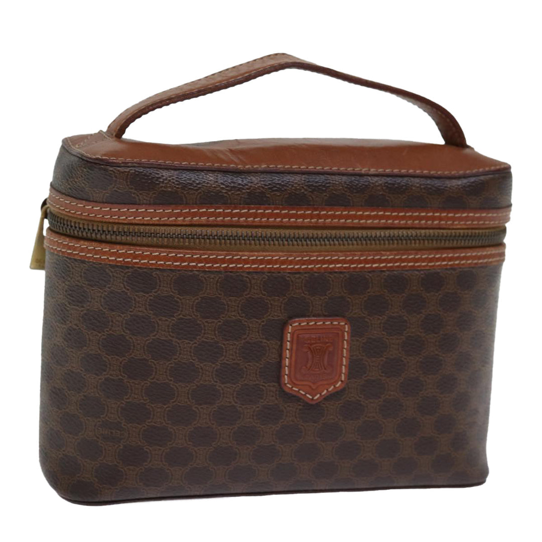 Celine Macadam Canvas Vanity Hand Bag PVC Brown Auth yk12373