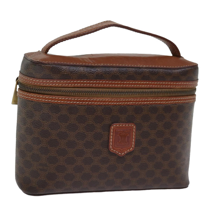 Celine Macadam Canvas Vanity Hand Bag PVC Brown Auth yk12373