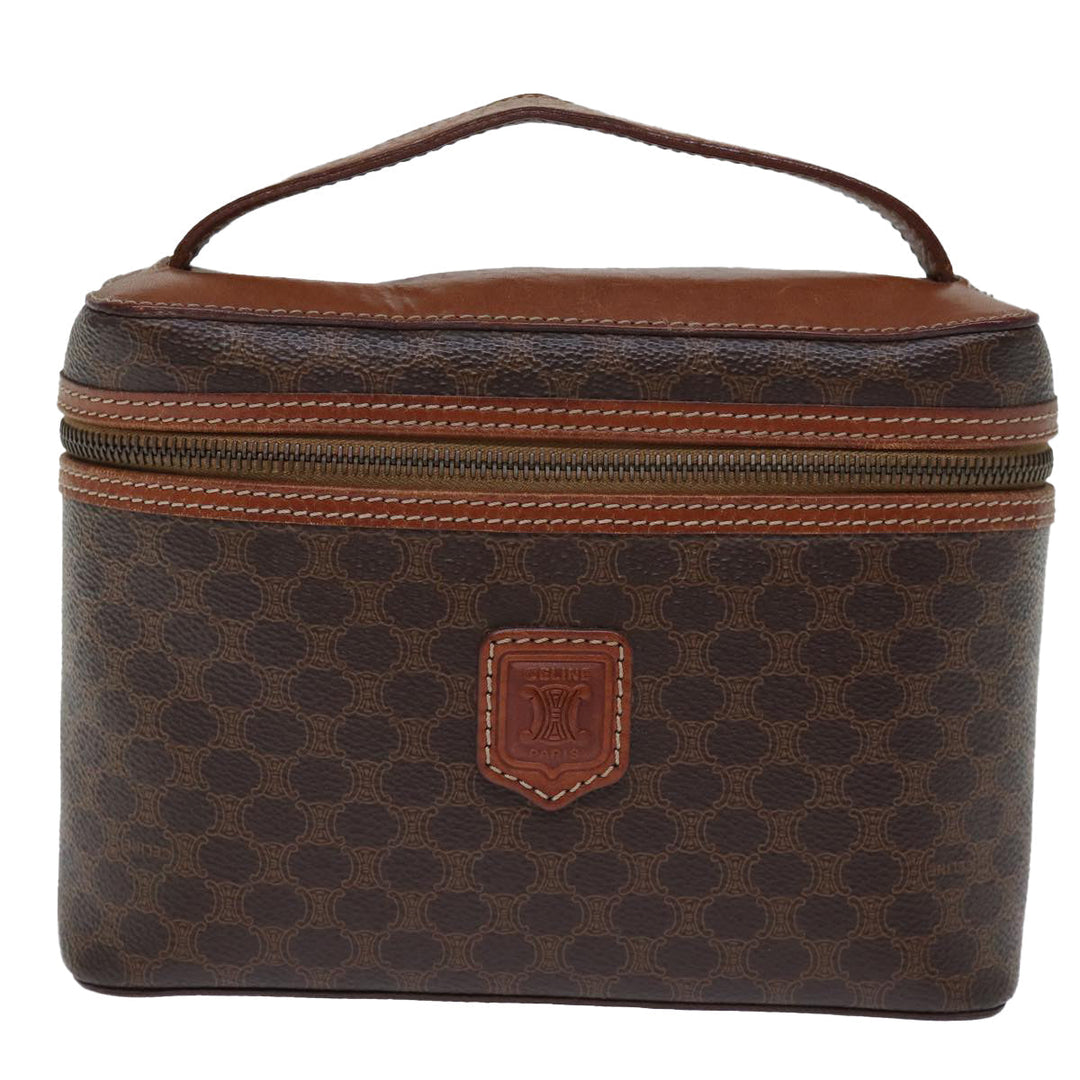 Celine Macadam Canvas Vanity Hand Bag PVC Brown Auth yk12373