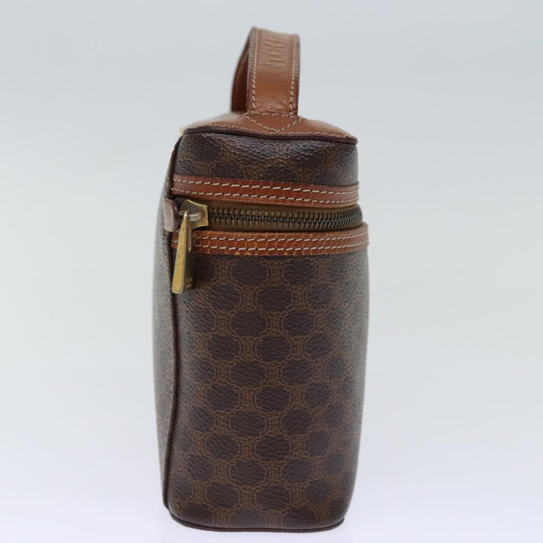 Celine Macadam Canvas Vanity Hand Bag PVC Brown Auth yk12373