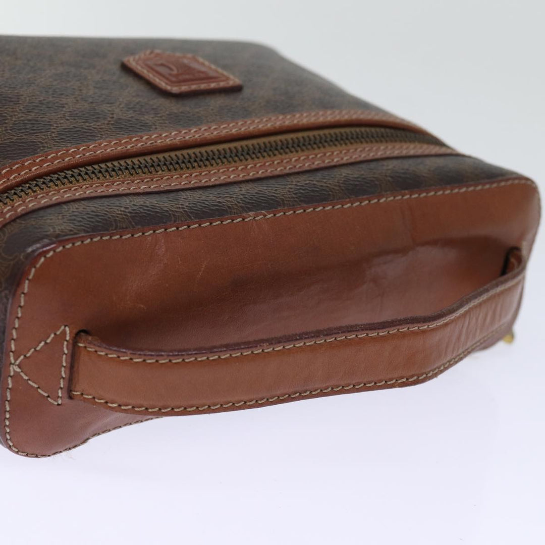 Celine Macadam Canvas Vanity Hand Bag PVC Brown Auth yk12373