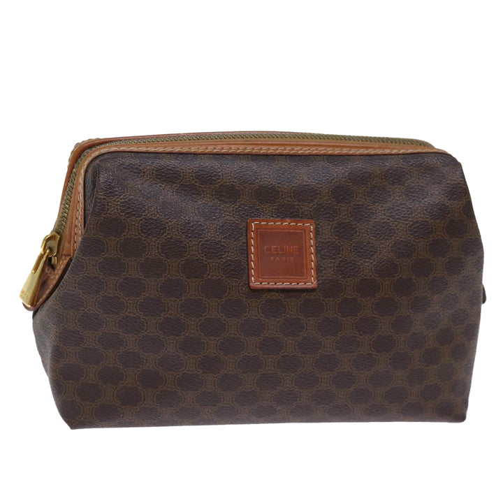 Celine Macadam Canvas Pouch PVC Brown 12385