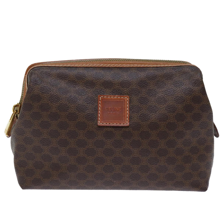 Celine Macadam Canvas Pouch PVC Brown 12385