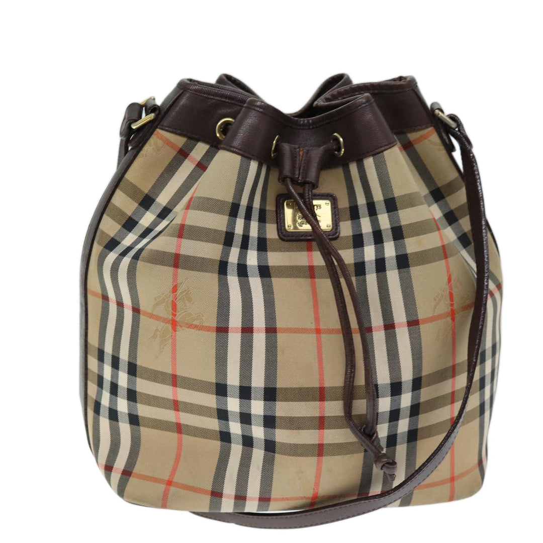 BURBERRYSs Nova Check Shoulder Bag Canvas Beige Auth yk12401