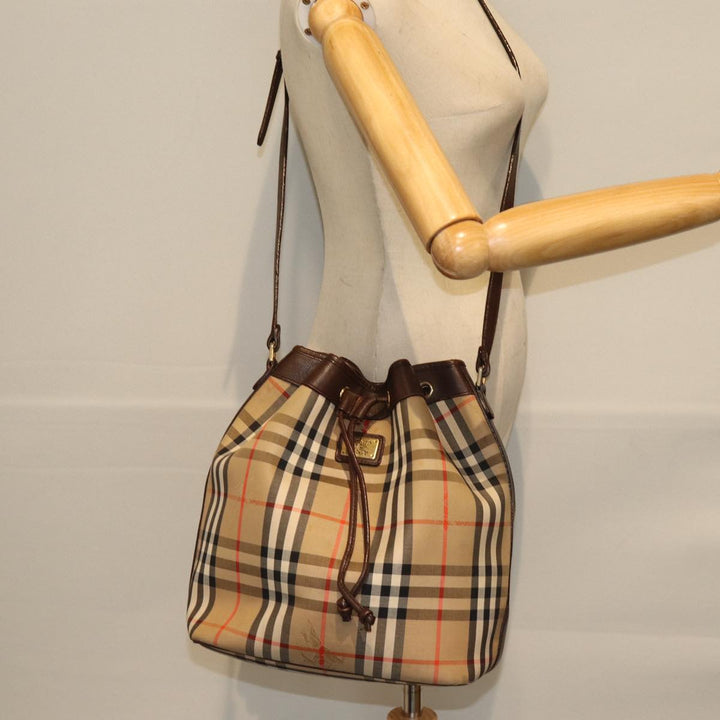 BURBERRYSs Nova Check Shoulder Bag Canvas Beige Auth yk12401
