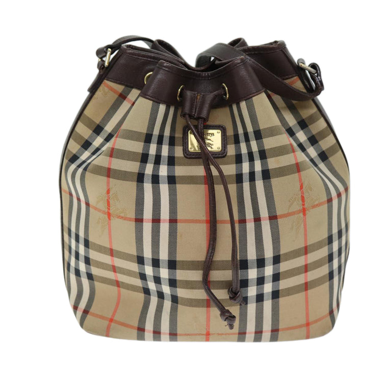 BURBERRYSs Nova Check Shoulder Bag Canvas Beige Auth yk12401