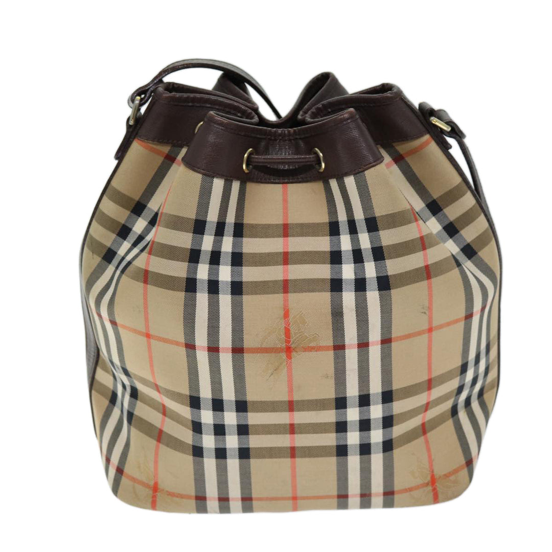 BURBERRYSs Nova Check Shoulder Bag Canvas Beige Auth yk12401